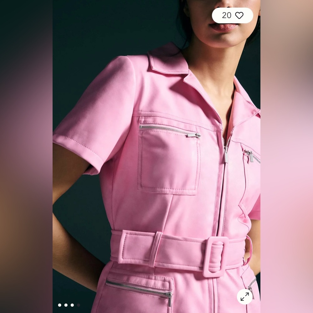 Avec Les Filles Pink Vegan Leather Romper - Picture 4 of 8
